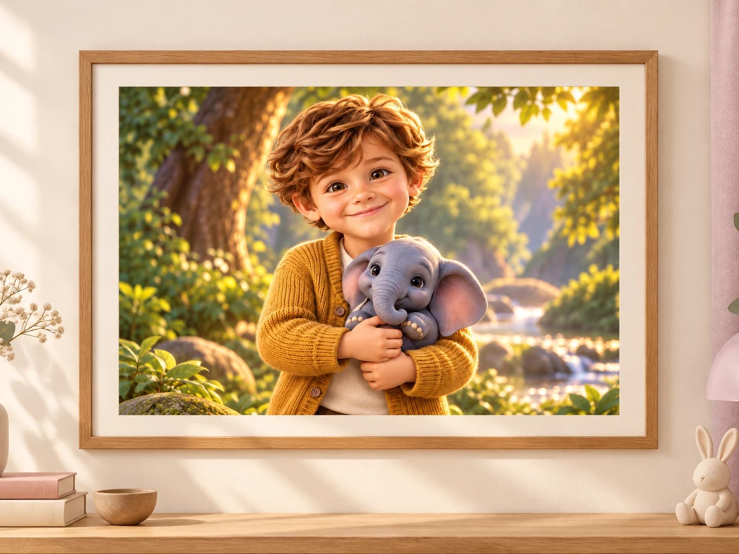 Voorbeeldontwerp van een poster met een persoonlijke illustratie in Pixar Animation stijl